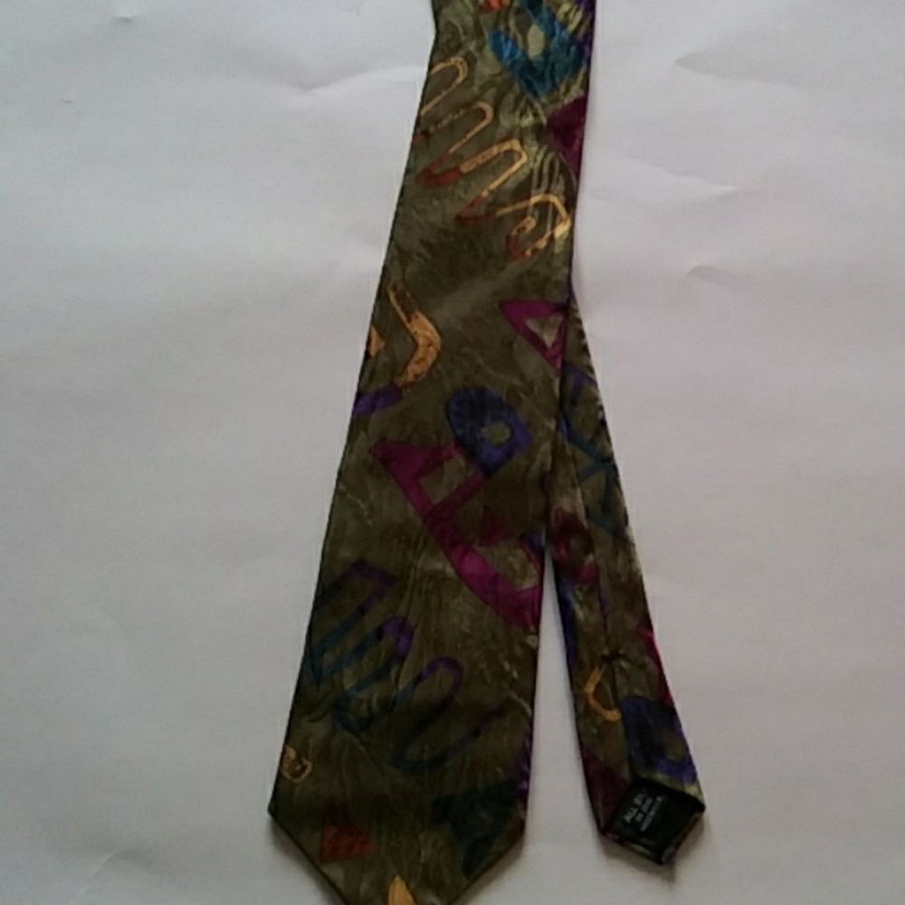 Legacy by Belle muticolored shapes on olive tie